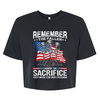 Remember The Fallen I Honor The Sacrifice Veteran Gift Bella+Canvas Jersey Crop Tee