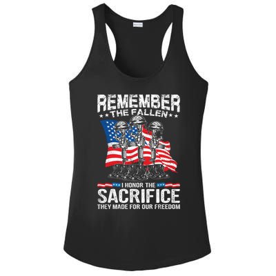 Remember The Fallen I Honor The Sacrifice Veteran Gift Ladies PosiCharge Competitor Racerback Tank