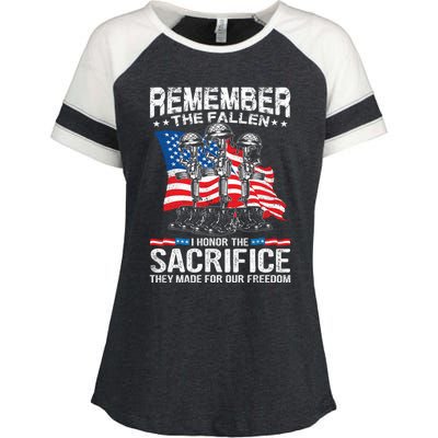 Remember The Fallen I Honor The Sacrifice Veteran Gift Enza Ladies Jersey Colorblock Tee