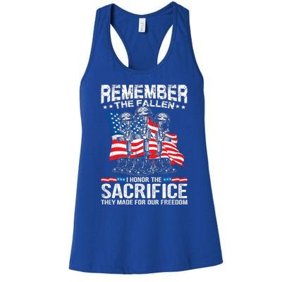 Remember The Fallen I Honor The Sacrifice Veteran Gift Women's Racerback Tank