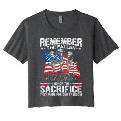 Remember The Fallen I Honor The Sacrifice Veteran Gift Women's Crop Top Tee