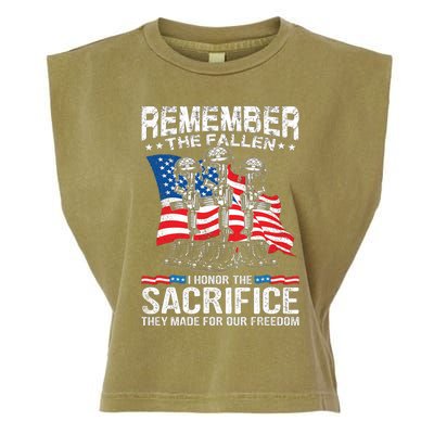 Remember The Fallen I Honor The Sacrifice Veteran Gift Garment-Dyed Women's Muscle Tee