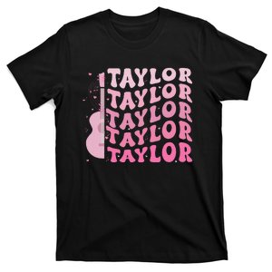 Retro Taylor First Name Personalized Groovy 80S Pin.K T-Shirt