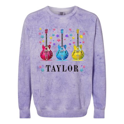 Retro Taylor First Name Personalized Groovy 80s Pin.K Colorblast Crewneck Sweatshirt