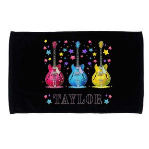 Retro Taylor First Name Personalized Groovy 80s Pin.K Microfiber Hand Towel