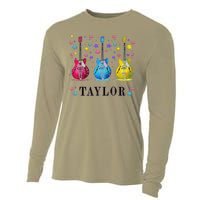 Retro Taylor First Name Personalized Groovy 80s Pin.K Cooling Performance Long Sleeve Crew