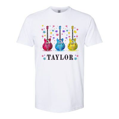 Retro Taylor First Name Personalized Groovy 80s Pin.K Softstyle CVC T-Shirt