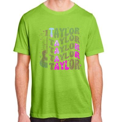 Retro Taylor First Name Personalized Groovy 80S Pin.K Adult ChromaSoft Performance T-Shirt