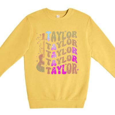 Retro Taylor First Name Personalized Groovy 80S Pin.K Premium Crewneck Sweatshirt