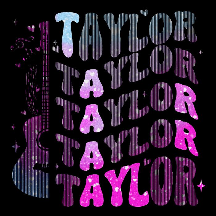 Retro Taylor First Name Personalized Groovy 80S Pin.K Full-Length Apron With Pockets