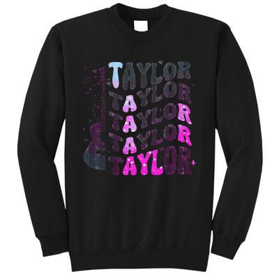 Retro Taylor First Name Personalized Groovy 80S Pin.K Sweatshirt