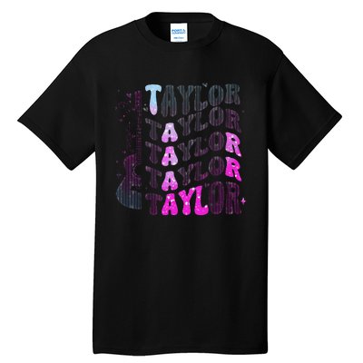 Retro Taylor First Name Personalized Groovy 80S Pin.K Tall T-Shirt