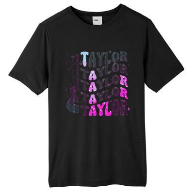 Retro Taylor First Name Personalized Groovy 80S Pin.K Tall Fusion ChromaSoft Performance T-Shirt