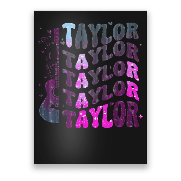 Retro Taylor First Name Personalized Groovy 80S Pin.K Poster