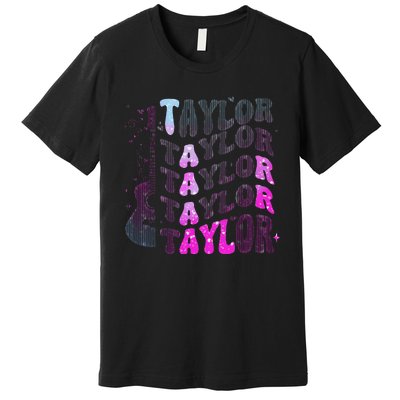 Retro Taylor First Name Personalized Groovy 80S Pin.K Premium T-Shirt