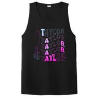 Retro Taylor First Name Personalized Groovy 80S Pin.K PosiCharge Competitor Tank