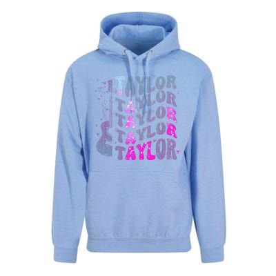 Retro Taylor First Name Personalized Groovy 80S Pin.K Unisex Surf Hoodie