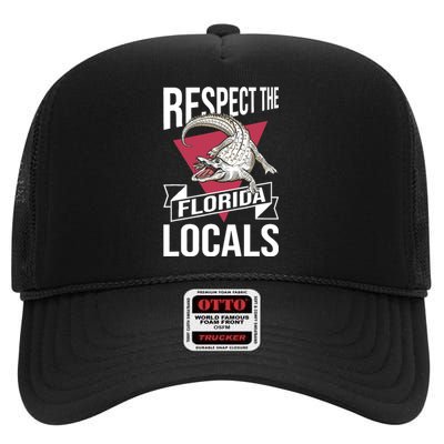 Respect The Florida Locals Alligator Zoo Animal Lover High Crown Mesh Back Trucker Hat