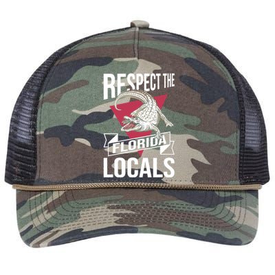 Respect The Florida Locals Alligator Zoo Animal Lover Retro Rope Trucker Hat Cap