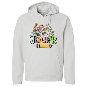 Retro Teache for  Best Teacher Gifts Performance Fleece Hoodie