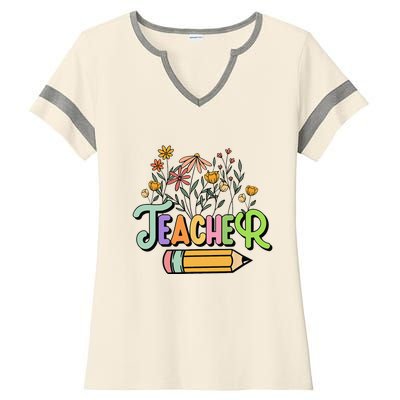 Retro Teache for  Best Teacher Gifts Ladies Halftime Notch Neck Tee