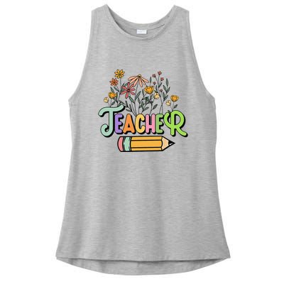 Retro Teache for  Best Teacher Gifts Ladies PosiCharge Tri-Blend Wicking Tank