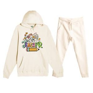 Retro Teache for  Best Teacher Gifts Premium Hooded Sweatsuit Set