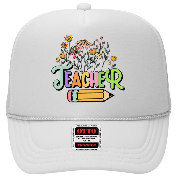 Retro Teache for  Best Teacher Gifts High Crown Mesh Back Trucker Hat