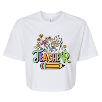 Retro Teache for  Best Teacher Gifts Bella+Canvas Jersey Crop Tee