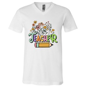 Retro Teache for  Best Teacher Gifts V-Neck T-Shirt