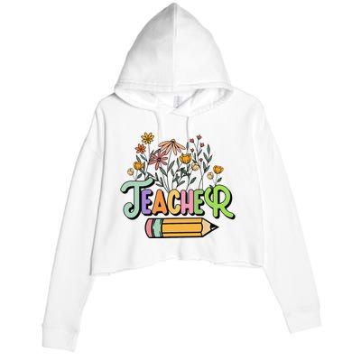 Retro Teache for  Best Teacher Gifts Crop Fleece Hoodie