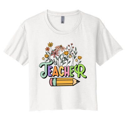 Retro Teache for  Best Teacher Gifts Women's Crop Top Tee