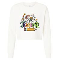 Retro Teache for  Best Teacher Gifts Cropped Pullover Crew