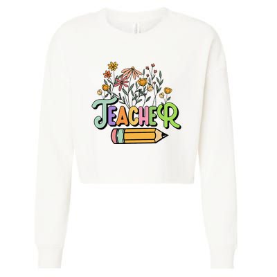 Retro Teache for  Best Teacher Gifts Cropped Pullover Crew