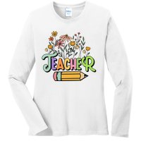 Retro Teache for  Best Teacher Gifts Ladies Long Sleeve Shirt