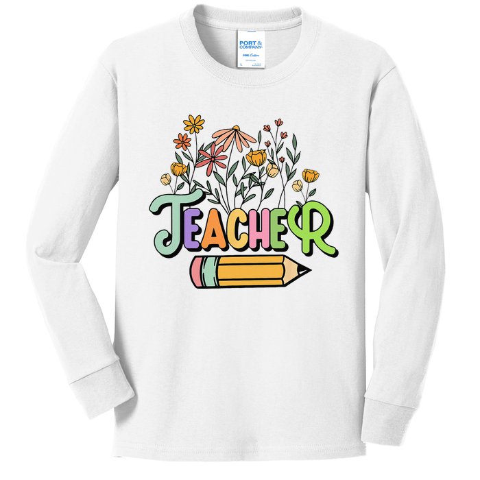 Retro Teache for  Best Teacher Gifts Kids Long Sleeve Shirt