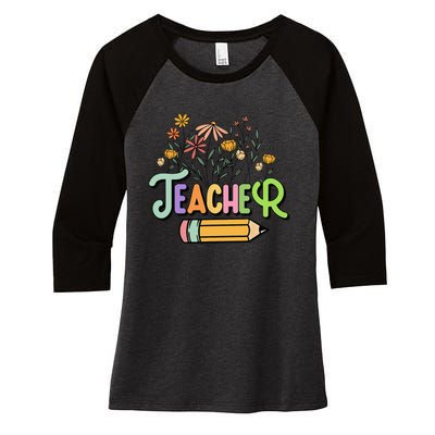 Retro Teache for  Best Teacher Gifts Women's Tri-Blend 3/4-Sleeve Raglan Shirt