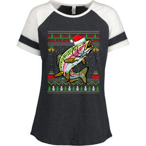 Rainbow Trout Fish Christmas Lights Santa Ugly Xmas Cute Gift Enza Ladies Jersey Colorblock Tee