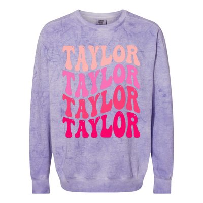 Retro TA.YLOR First Name Personalized Groovy Birthday Colorblast Crewneck Sweatshirt