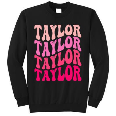 Retro TA.YLOR First Name Personalized Groovy Birthday Sweatshirt