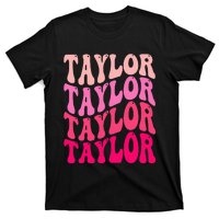 Retro TA.YLOR First Name Personalized Groovy Birthday T-Shirt