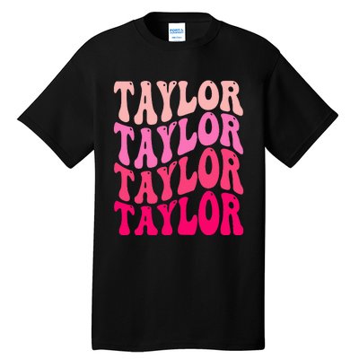 Retro TA.YLOR First Name Personalized Groovy Birthday Tall T-Shirt