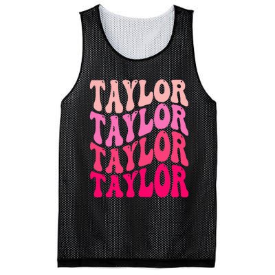 Retro TA.YLOR First Name Personalized Groovy Birthday Mesh Reversible Basketball Jersey Tank