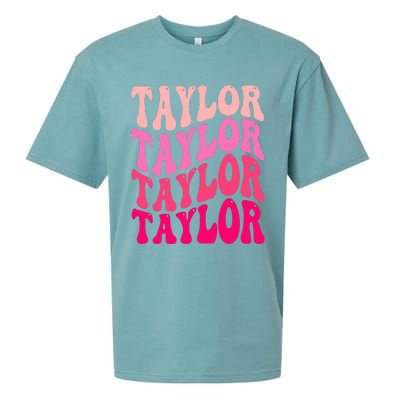 Retro TA.YLOR First Name Personalized Groovy Birthday Sueded Cloud Jersey T-Shirt