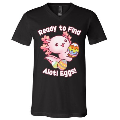 Ready To Find Alotl Eggs! Cute Axolotl Anime Kawaii Easter V-Neck T-Shirt