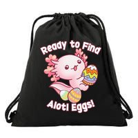 Ready To Find Alotl Eggs! Cute Axolotl Anime Kawaii Easter Drawstring Bag