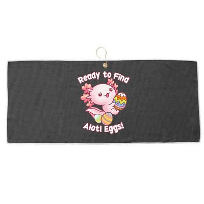 Ready To Find Alotl Eggs! Cute Axolotl Anime Kawaii Easter Large Microfiber Waffle Golf Towel
