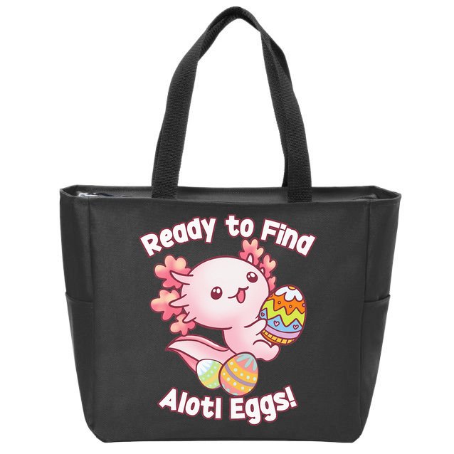 Ready To Find Alotl Eggs! Cute Axolotl Anime Kawaii Easter Zip Tote Bag