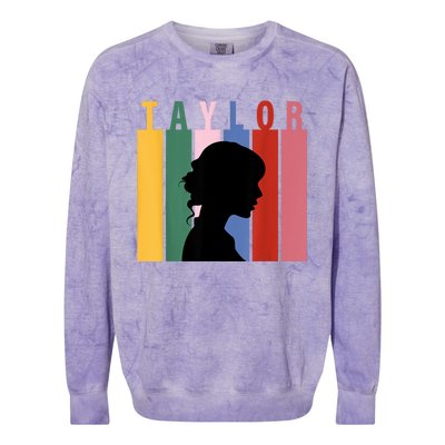 Retro Taylor First Name Personalized Groovy Birthday Girl Colorblast Crewneck Sweatshirt