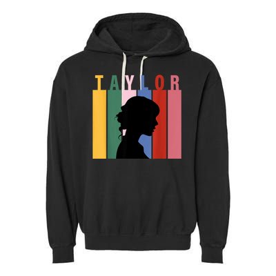 Retro Taylor First Name Personalized Groovy Birthday Girl Garment-Dyed Fleece Hoodie